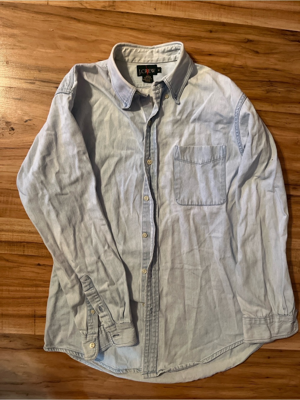 Vintage J.Crew Made In USA Oxford Button Down Shirt Mens M Blue 100% Cotton